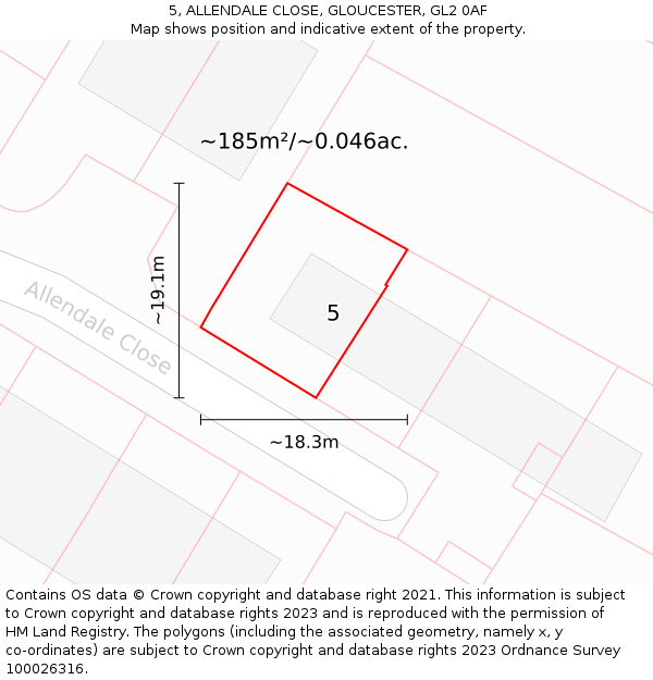 5, ALLENDALE CLOSE, GLOUCESTER, GL2 0AF: Plot and title map