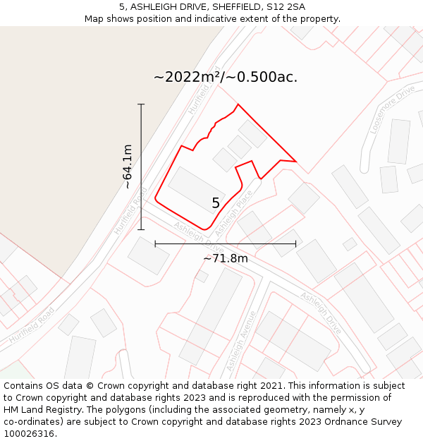 5, ASHLEIGH DRIVE, SHEFFIELD, S12 2SA: Plot and title map