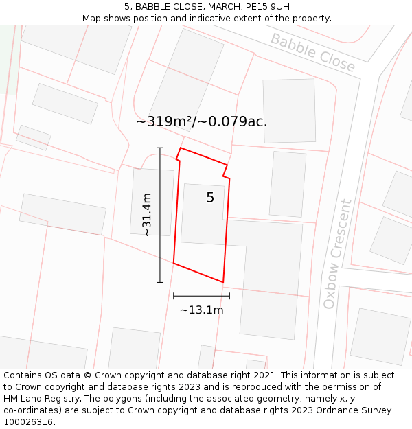 5, BABBLE CLOSE, MARCH, PE15 9UH: Plot and title map