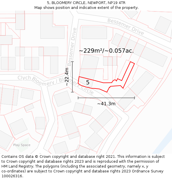 5, BLOOMERY CIRCLE, NEWPORT, NP19 4TR: Plot and title map