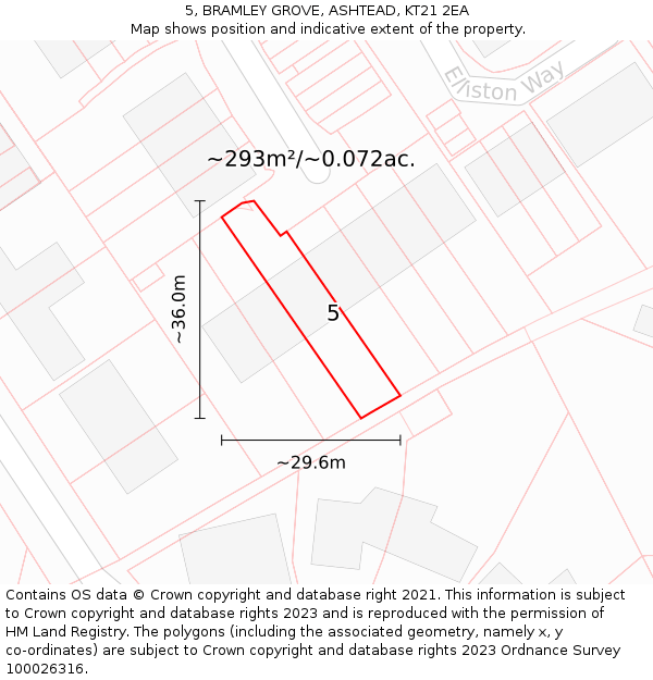 5, BRAMLEY GROVE, ASHTEAD, KT21 2EA: Plot and title map