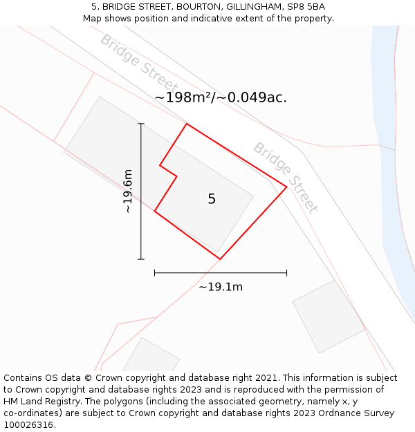 5, BRIDGE STREET, BOURTON, GILLINGHAM, SP8 5BA: Plot and title map