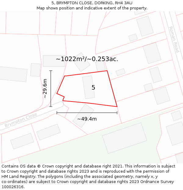 5, BRYMPTON CLOSE, DORKING, RH4 3AU: Plot and title map
