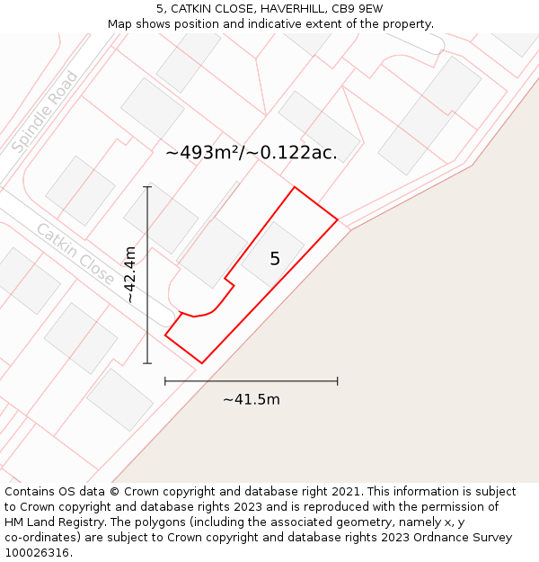 5, CATKIN CLOSE, HAVERHILL, CB9 9EW: Plot and title map