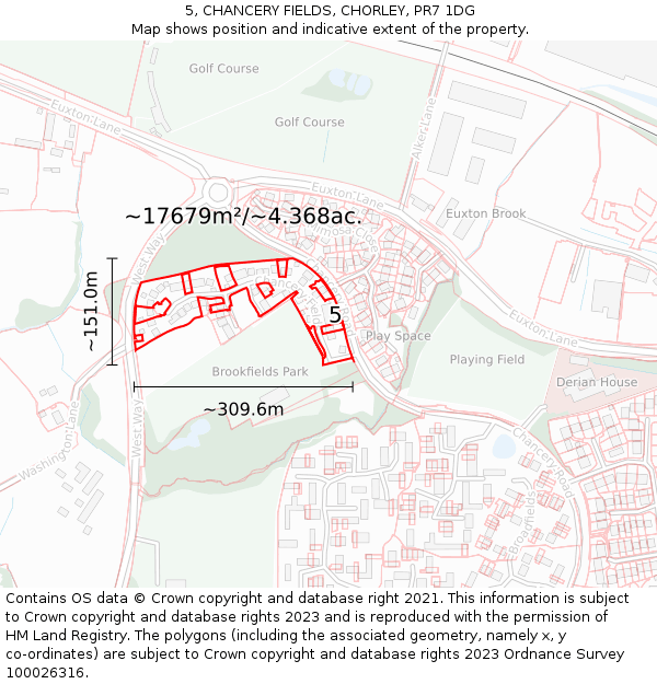 5, CHANCERY FIELDS, CHORLEY, PR7 1DG: Plot and title map