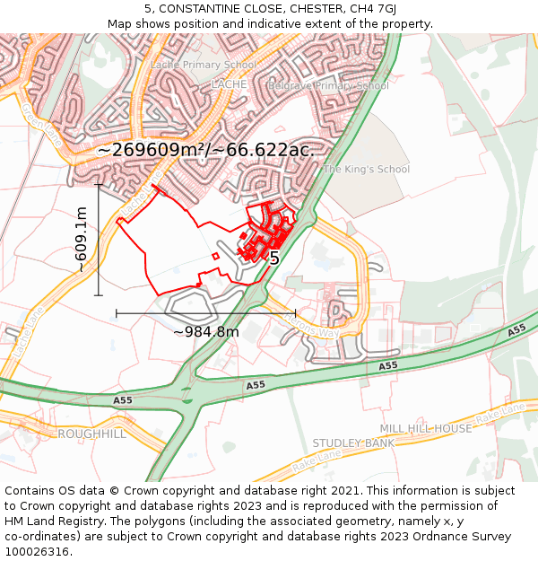 5, CONSTANTINE CLOSE, CHESTER, CH4 7GJ: Plot and title map