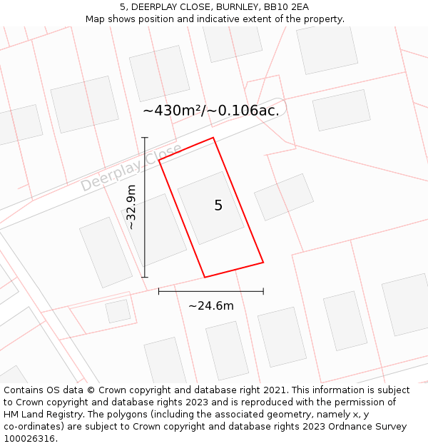 5, DEERPLAY CLOSE, BURNLEY, BB10 2EA: Plot and title map
