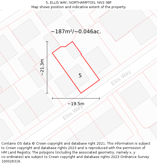 5, ELLIS WAY, NORTHAMPTON, NN3 3BF: Plot and title map