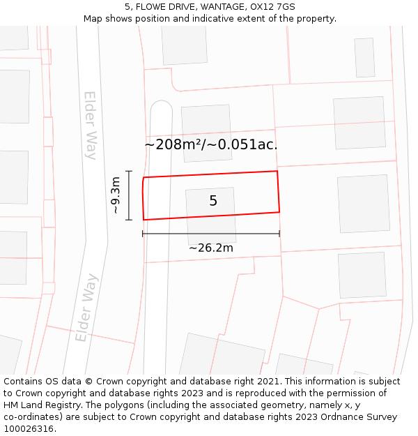 5, FLOWE DRIVE, WANTAGE, OX12 7GS: Plot and title map