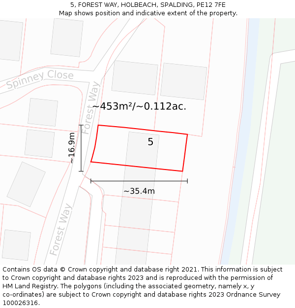 5, FOREST WAY, HOLBEACH, SPALDING, PE12 7FE: Plot and title map
