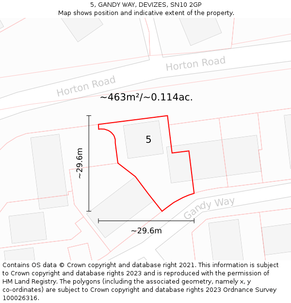 5, GANDY WAY, DEVIZES, SN10 2GP: Plot and title map