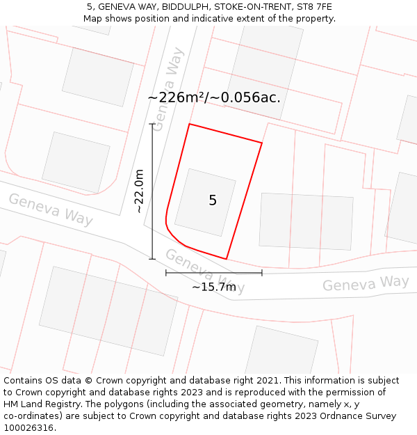 5, GENEVA WAY, BIDDULPH, STOKE-ON-TRENT, ST8 7FE: Plot and title map