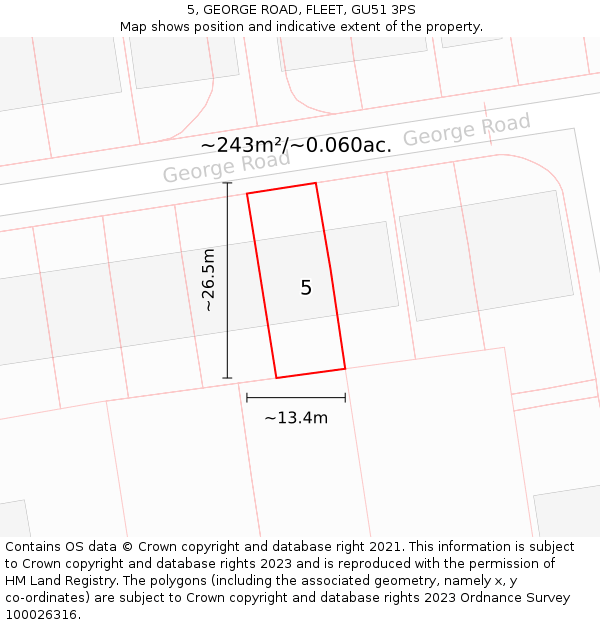 5, GEORGE ROAD, FLEET, GU51 3PS: Plot and title map