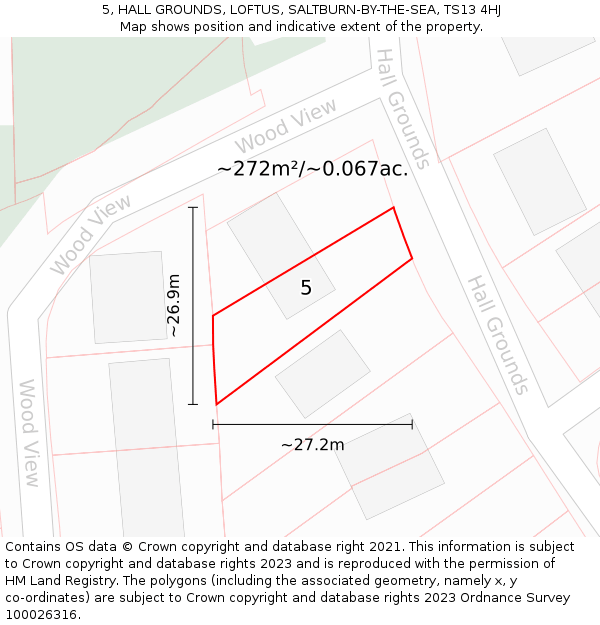5, HALL GROUNDS, LOFTUS, SALTBURN-BY-THE-SEA, TS13 4HJ: Plot and title map