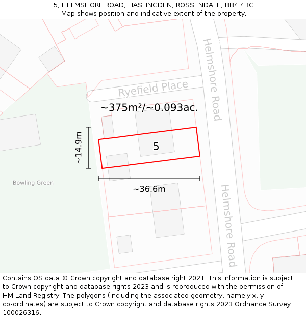 5, HELMSHORE ROAD, HASLINGDEN, ROSSENDALE, BB4 4BG: Plot and title map