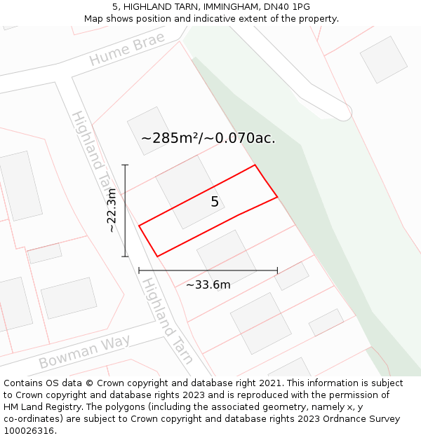 5, HIGHLAND TARN, IMMINGHAM, DN40 1PG: Plot and title map