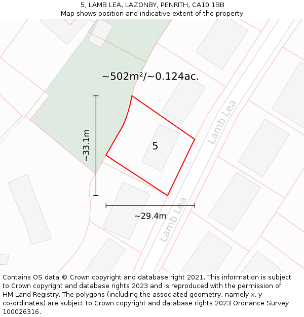 5, LAMB LEA, LAZONBY, PENRITH, CA10 1BB: Plot and title map