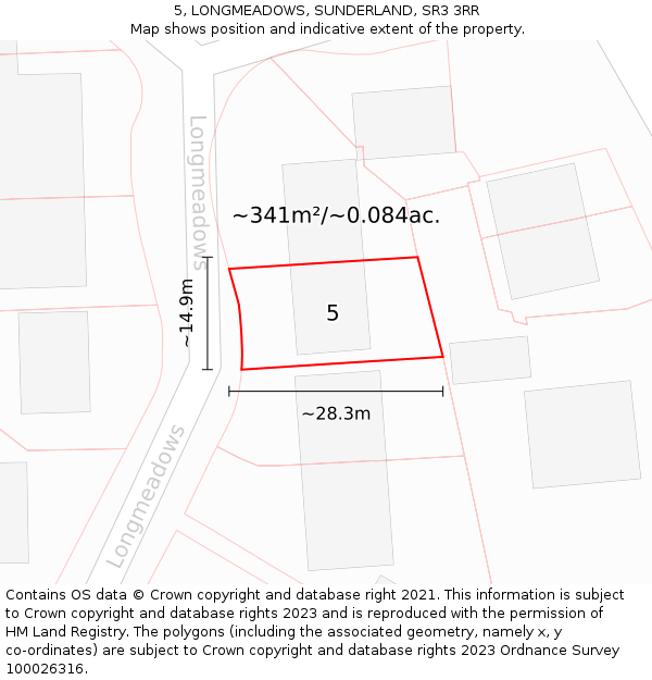 5, LONGMEADOWS, SUNDERLAND, SR3 3RR: Plot and title map