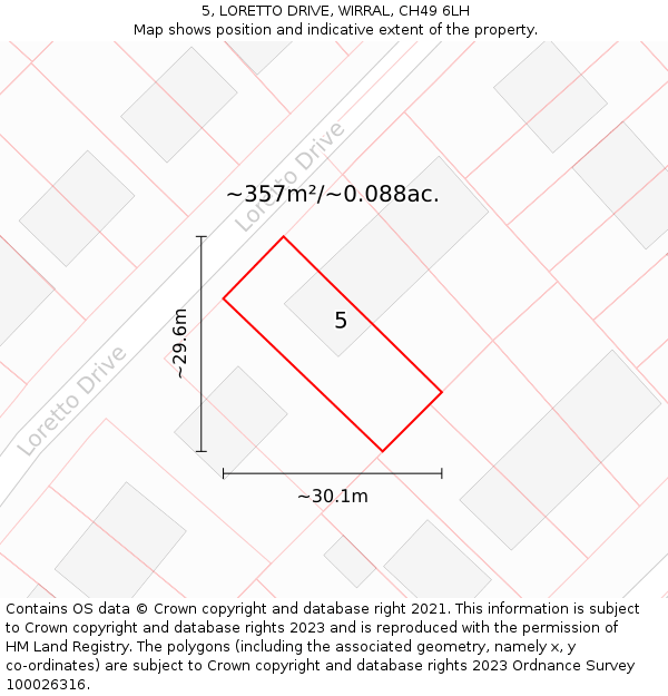 5, LORETTO DRIVE, WIRRAL, CH49 6LH: Plot and title map
