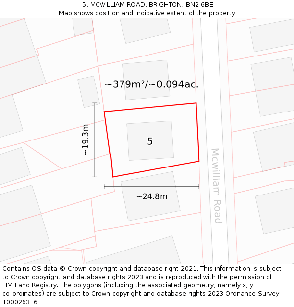 5, MCWILLIAM ROAD, BRIGHTON, BN2 6BE: Plot and title map