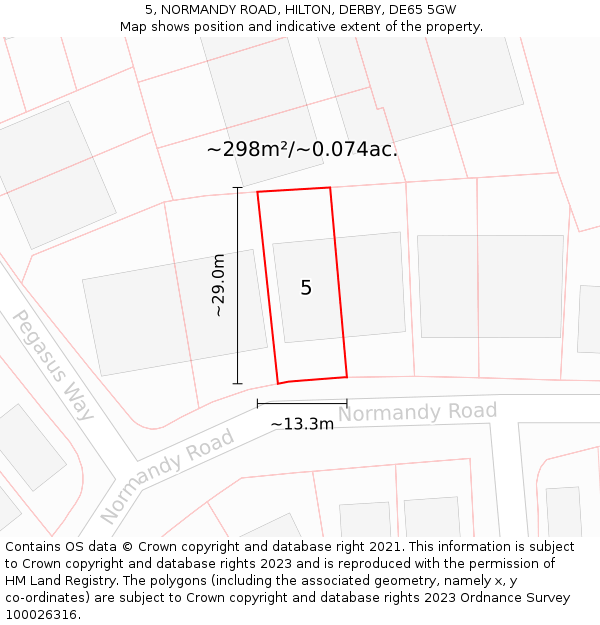 5, NORMANDY ROAD, HILTON, DERBY, DE65 5GW: Plot and title map