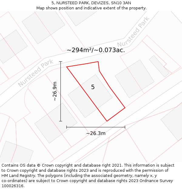 5, NURSTEED PARK, DEVIZES, SN10 3AN: Plot and title map