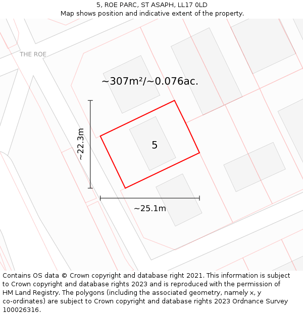 5, ROE PARC, ST ASAPH, LL17 0LD: Plot and title map