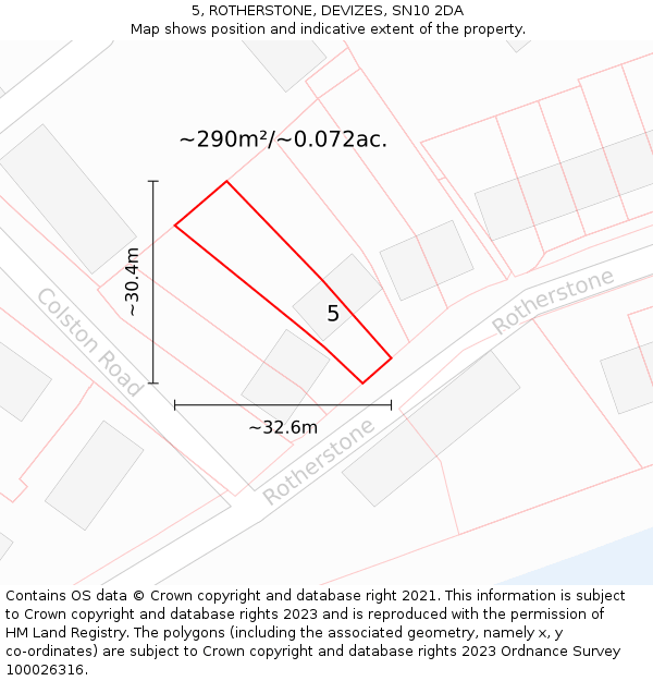 5, ROTHERSTONE, DEVIZES, SN10 2DA: Plot and title map