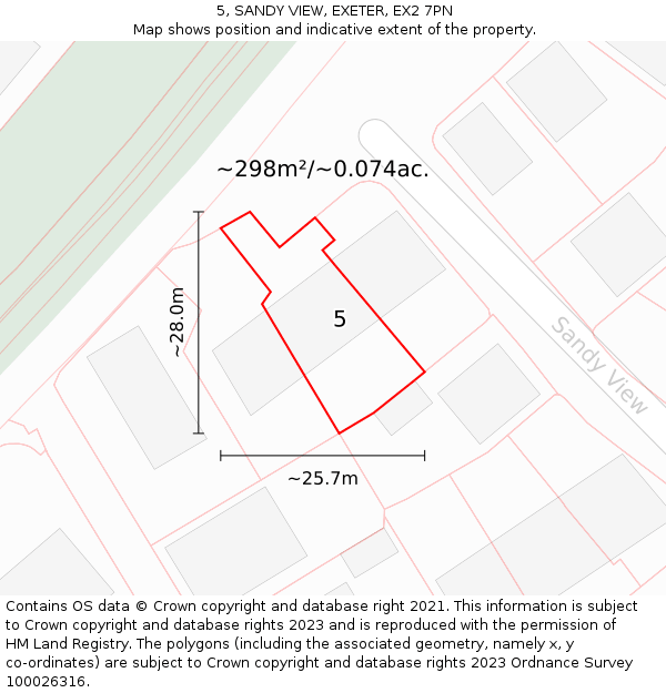 5, SANDY VIEW, EXETER, EX2 7PN: Plot and title map
