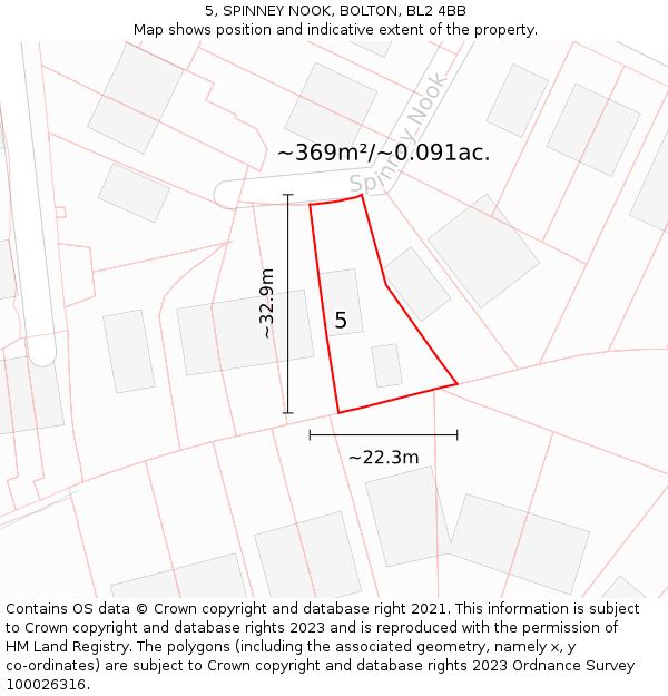5, SPINNEY NOOK, BOLTON, BL2 4BB: Plot and title map