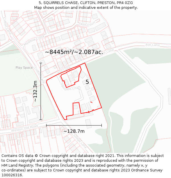 5, SQUIRRELS CHASE, CLIFTON, PRESTON, PR4 0ZG: Plot and title map