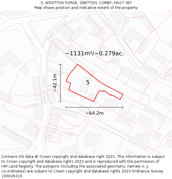 5, WOOTTON FORGE, GRETTON, CORBY, NN17 3EY: Plot and title map
