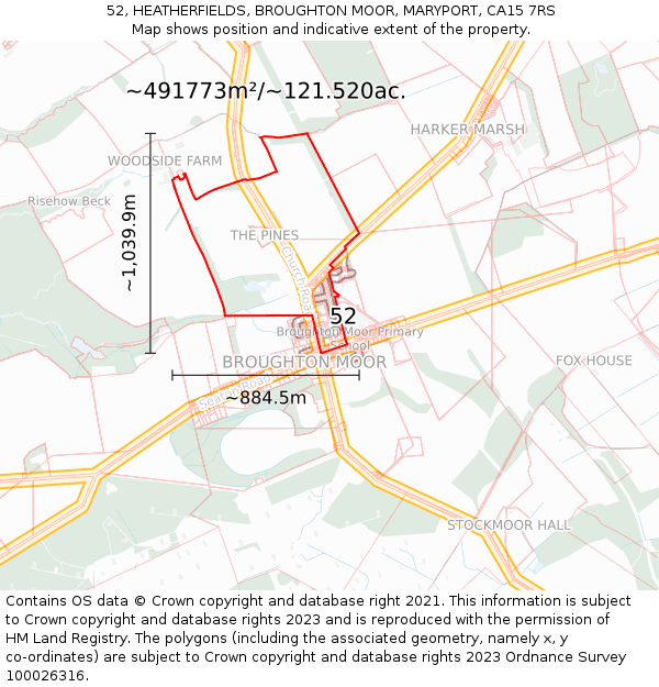 52, HEATHERFIELDS, BROUGHTON MOOR, MARYPORT, CA15 7RS: Plot and title map