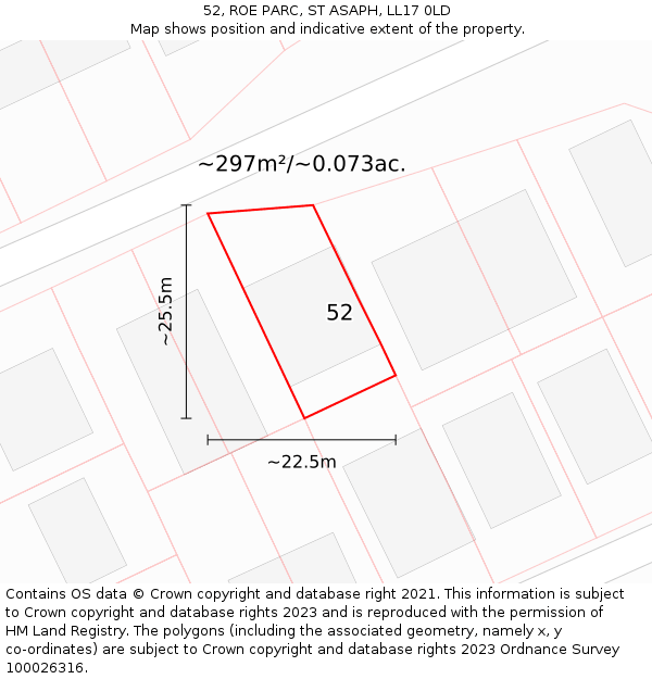 52, ROE PARC, ST ASAPH, LL17 0LD: Plot and title map