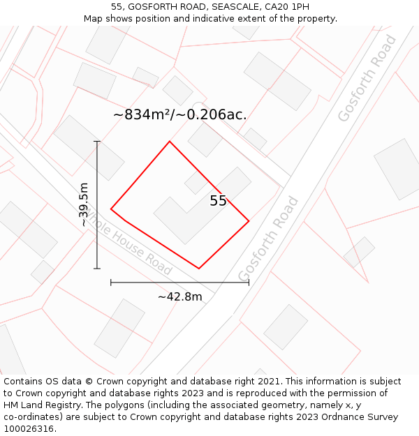 55, GOSFORTH ROAD, SEASCALE, CA20 1PH: Plot and title map
