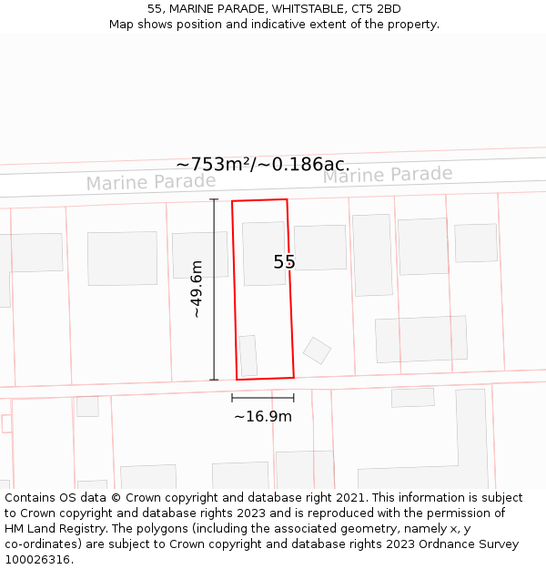 55, MARINE PARADE, WHITSTABLE, CT5 2BD: Plot and title map