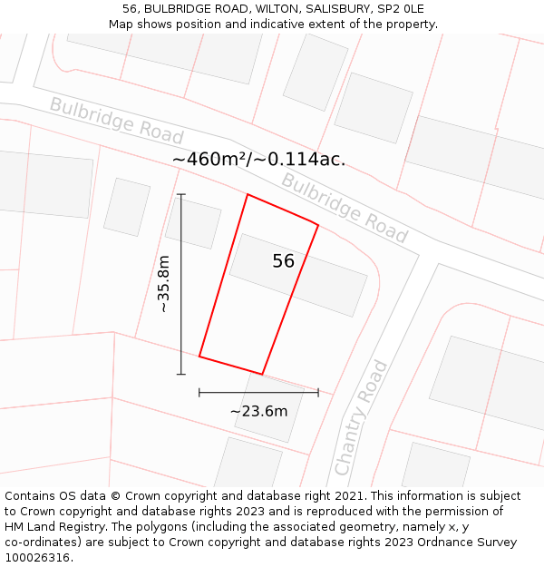 56, BULBRIDGE ROAD, WILTON, SALISBURY, SP2 0LE: Plot and title map