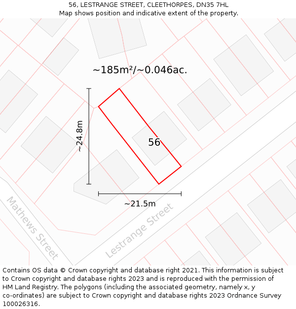 56, LESTRANGE STREET, CLEETHORPES, DN35 7HL: Plot and title map