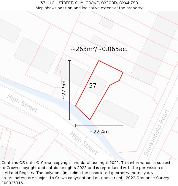 57, HIGH STREET, CHALGROVE, OXFORD, OX44 7SR: Plot and title map