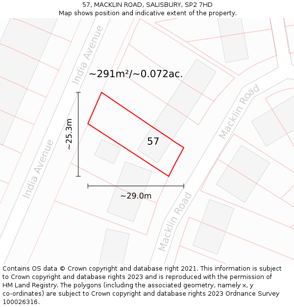 57, MACKLIN ROAD, SALISBURY, SP2 7HD: Plot and title map
