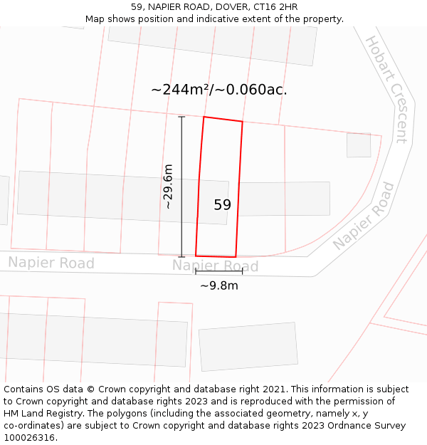 59, NAPIER ROAD, DOVER, CT16 2HR: Plot and title map