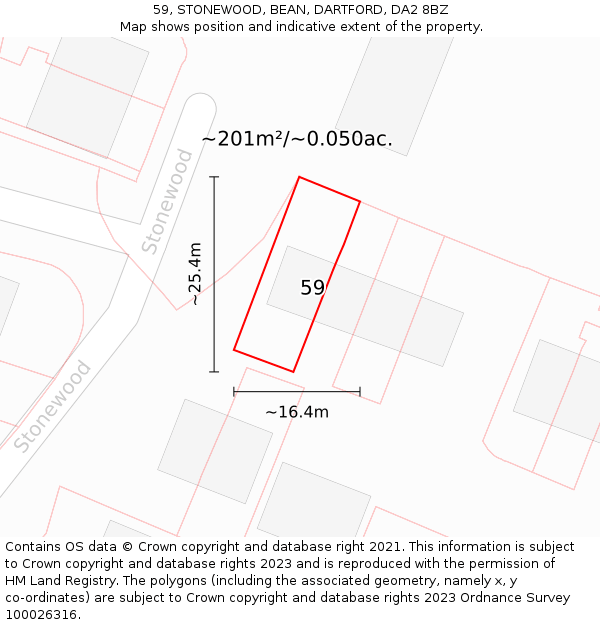 59, STONEWOOD, BEAN, DARTFORD, DA2 8BZ: Plot and title map