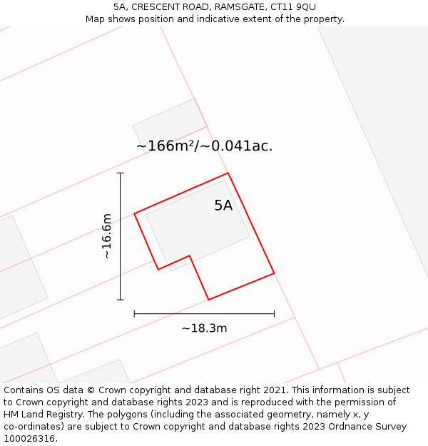 5A, CRESCENT ROAD, RAMSGATE, CT11 9QU: Plot and title map