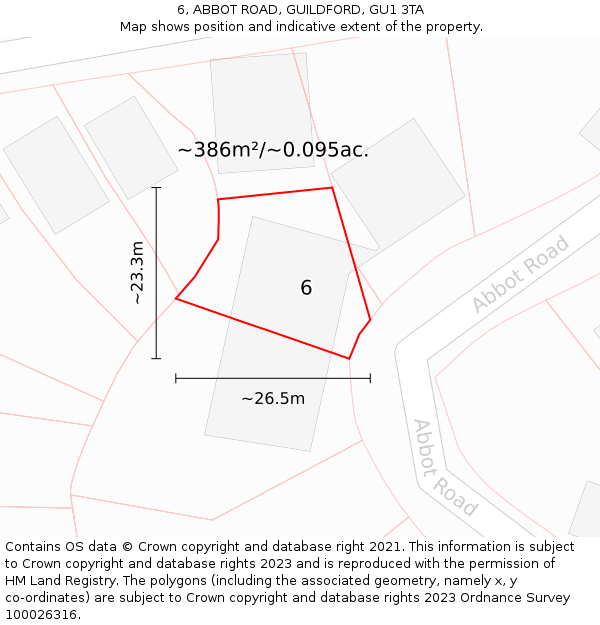 6, ABBOT ROAD, GUILDFORD, GU1 3TA: Plot and title map