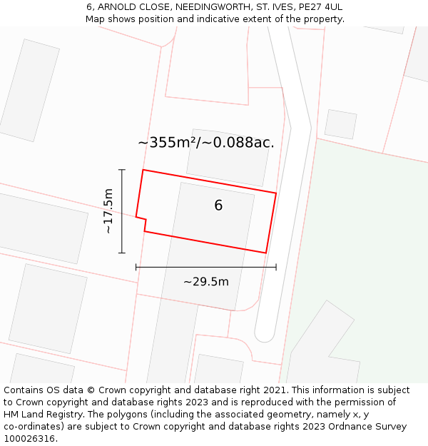 6, ARNOLD CLOSE, NEEDINGWORTH, ST. IVES, PE27 4UL: Plot and title map