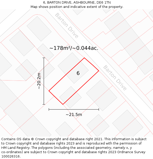 6, BARTON DRIVE, ASHBOURNE, DE6 1TN: Plot and title map
