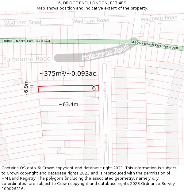 6, BRIDGE END, LONDON, E17 4ES: Plot and title map