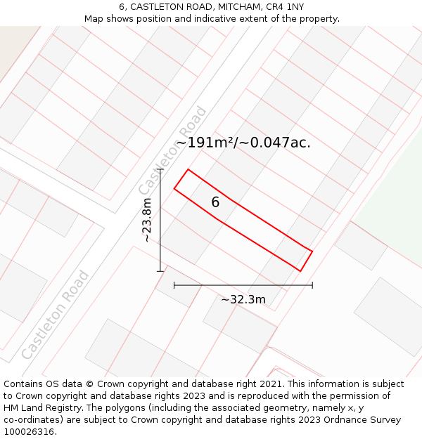 6, CASTLETON ROAD, MITCHAM, CR4 1NY: Plot and title map