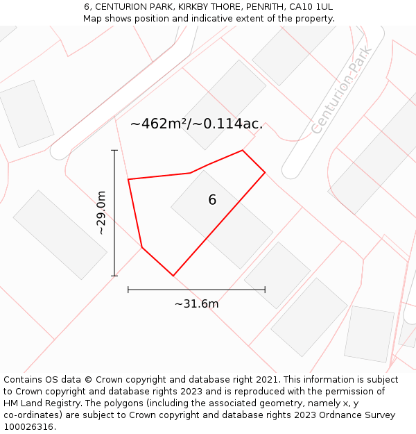 6, CENTURION PARK, KIRKBY THORE, PENRITH, CA10 1UL: Plot and title map