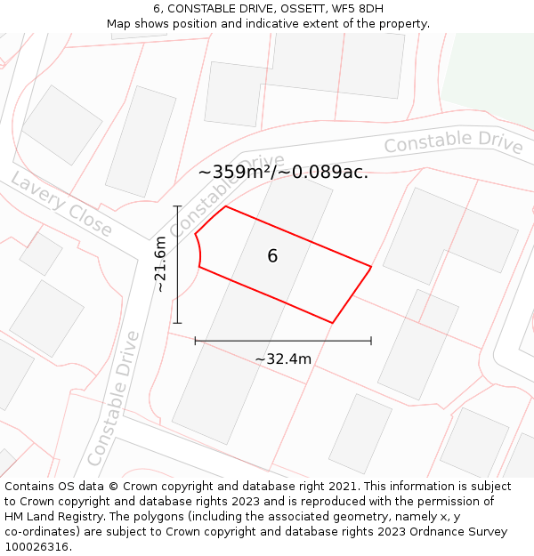 6, CONSTABLE DRIVE, OSSETT, WF5 8DH: Plot and title map